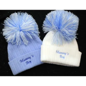 Newborn Mummy’s Boy Pom Pom Hat Blue