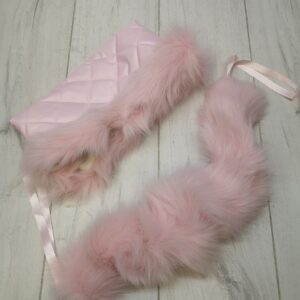 Dolls hood fur and hand muff  all pink