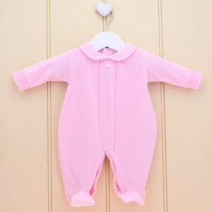 Pex Pink Velour Sleepsuit Newborn