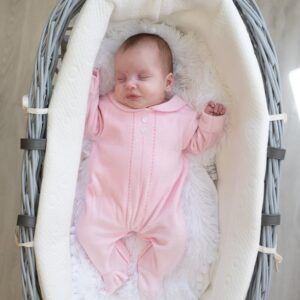 Pex Pink Velour Sleepsuit Newborn