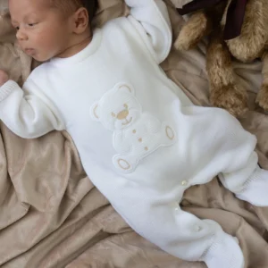 White Teddy Bear Knitted Onesie Newborn
