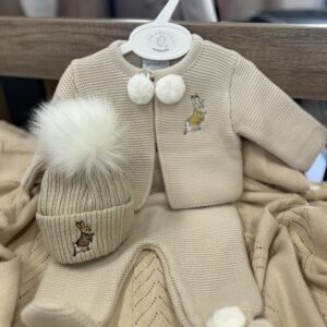 Newborn  Knited pom 2 peice rabbit Taupe